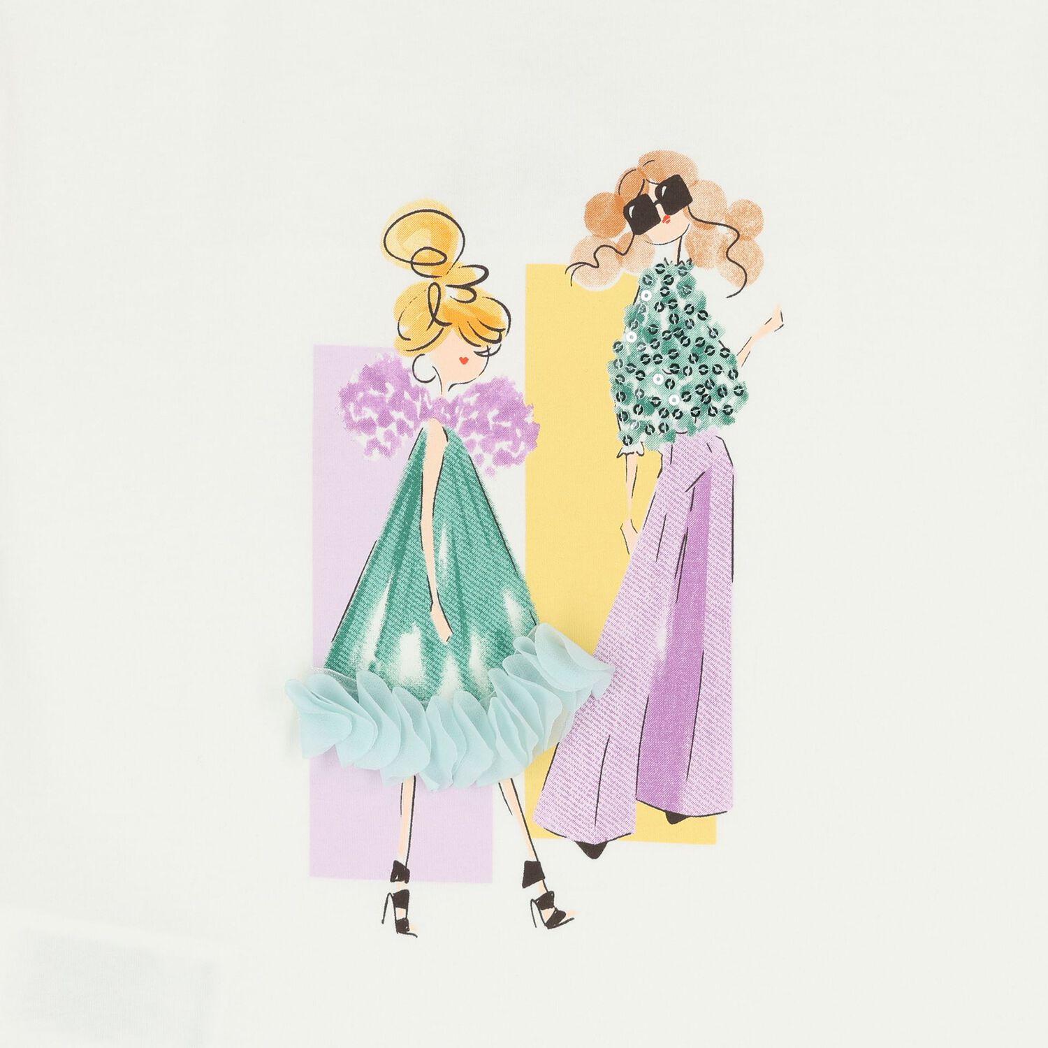 تي شيرت بنات باللون العاجي, 2, hi-res