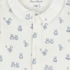 Baby Boys Ivory & Blue Teddy Bear Babygrow, 1, hi-res