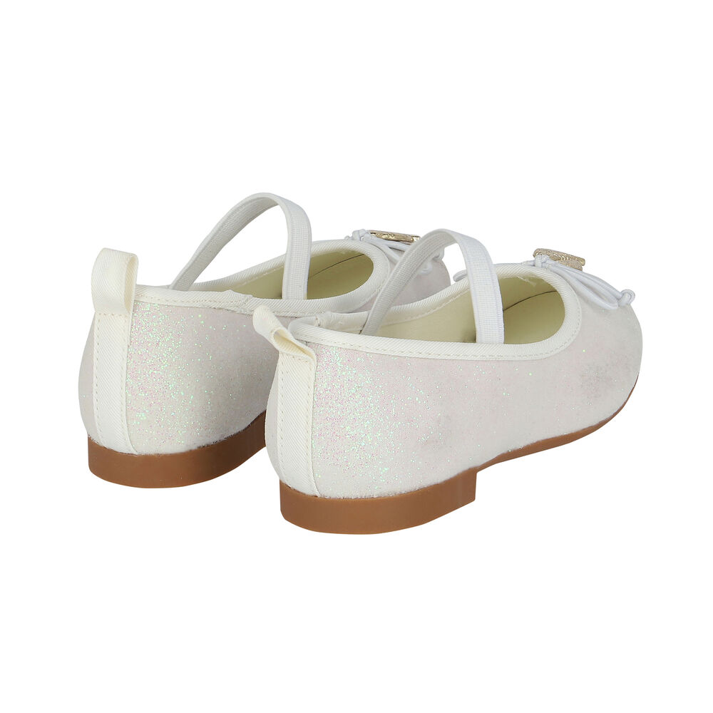 Angel's Face Younger Girls White Glitter Shoes Junior Couture