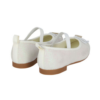 Younger Girls White Glitter Shoes