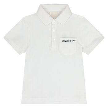 Younger Boys White logo Polo Shirt