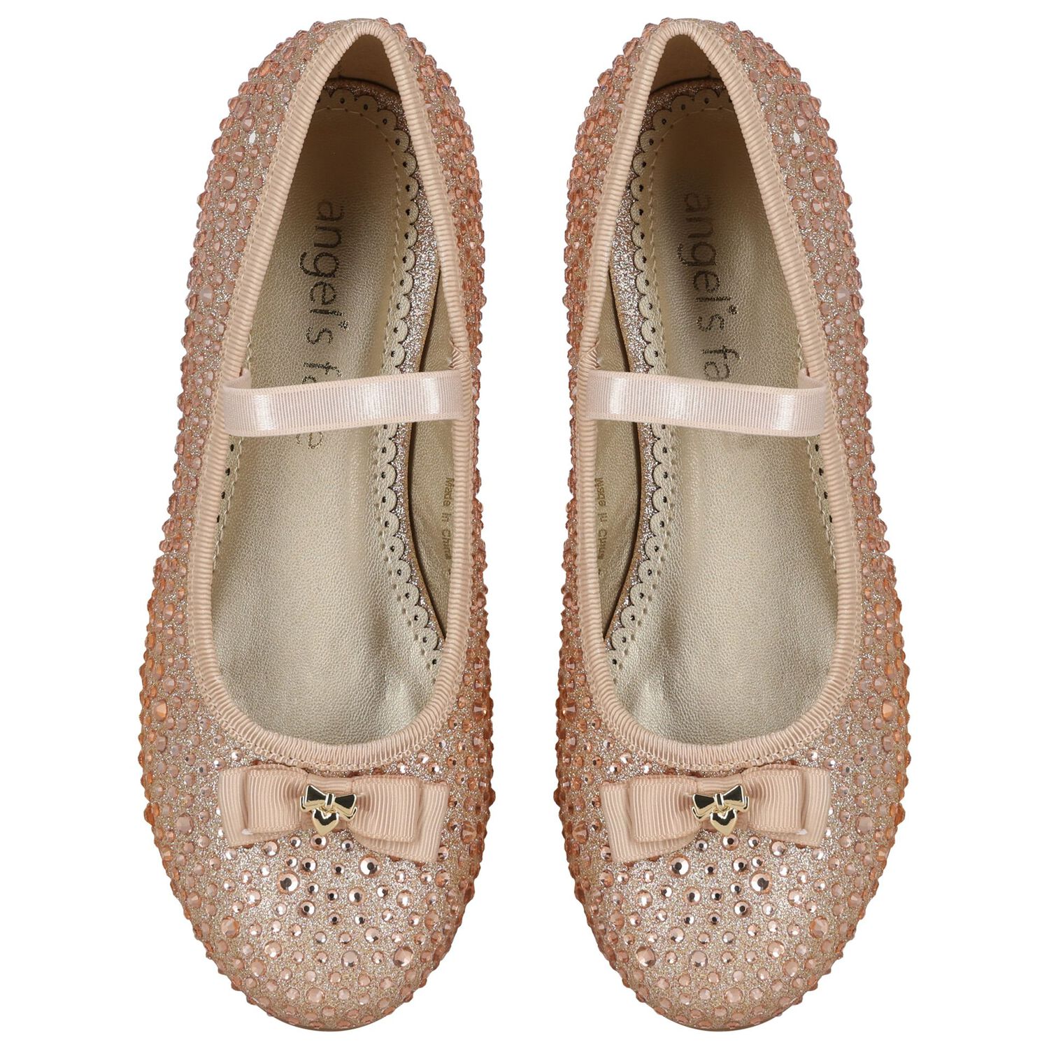 Girls Gold Embellished Shoes, 1, hi-res