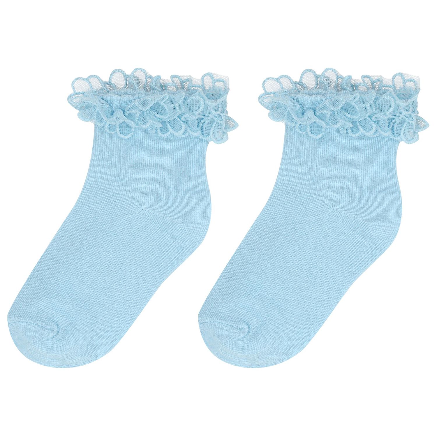 Girls White & Blue Socks ( 2-Pack ), 1, hi-res image number null