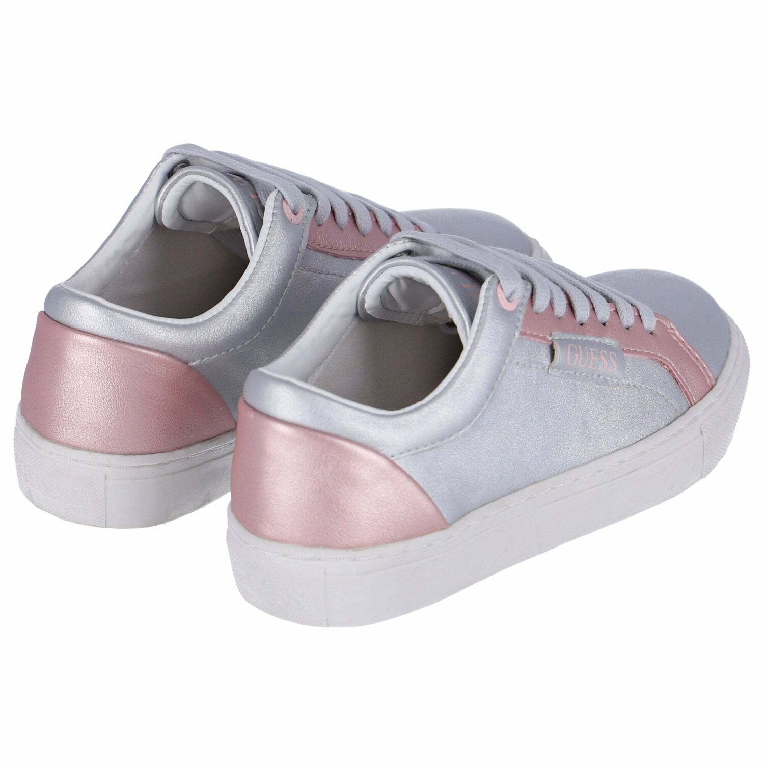 Girls Silver & Pink Trainers, 1, hi-res