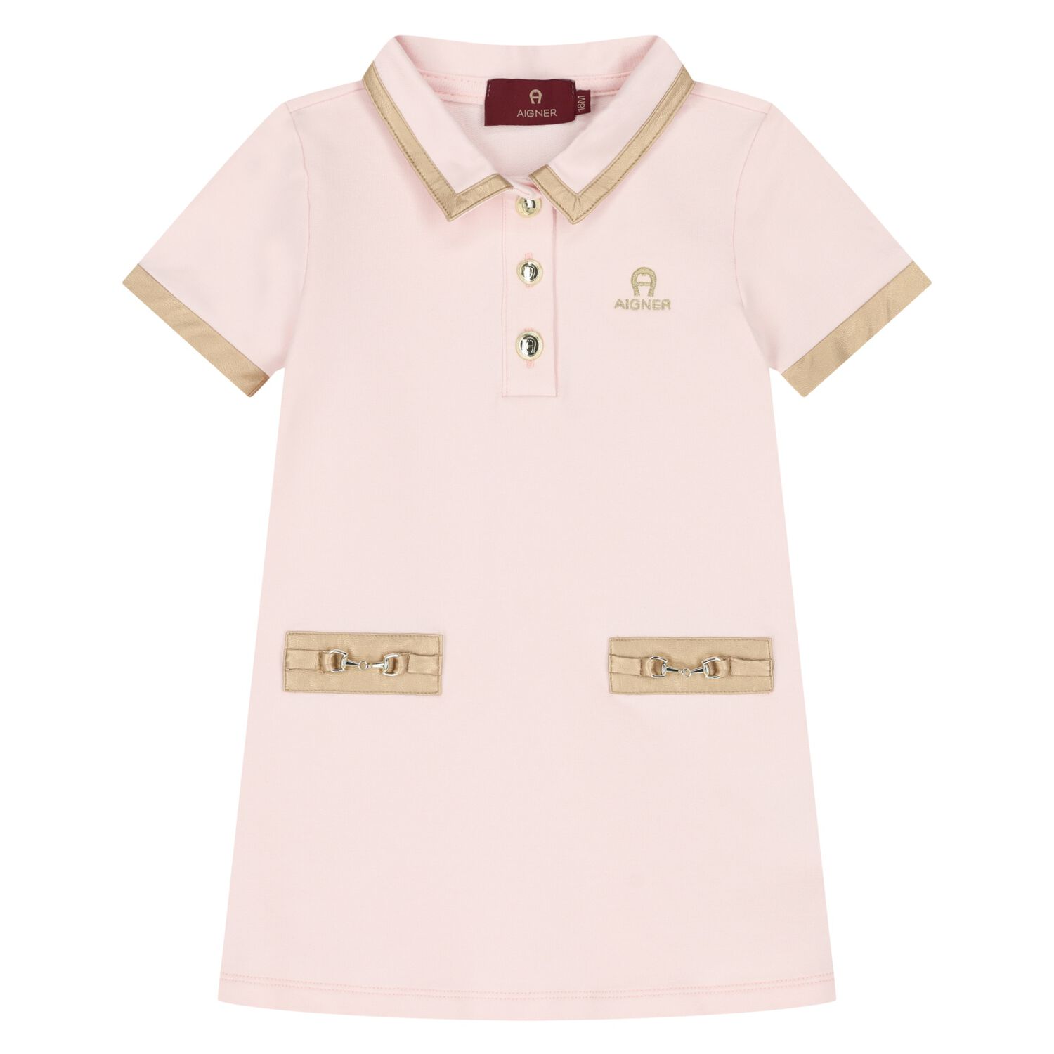 Younger Girls Pink Logo Dress, 2, hi-res