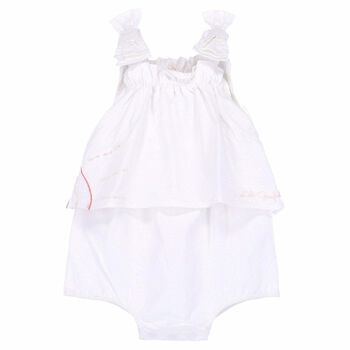 Baby Girls White Cotton Romper