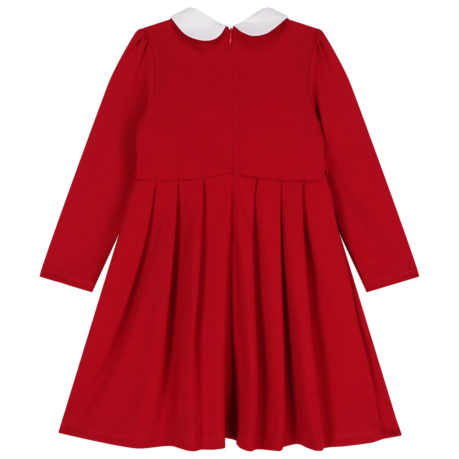 Girls Red Pleated Dress, 1, hi-res