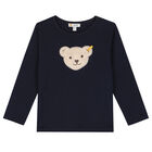 Boys Navy Teddy Long Sleeve Top, 2, hi-res