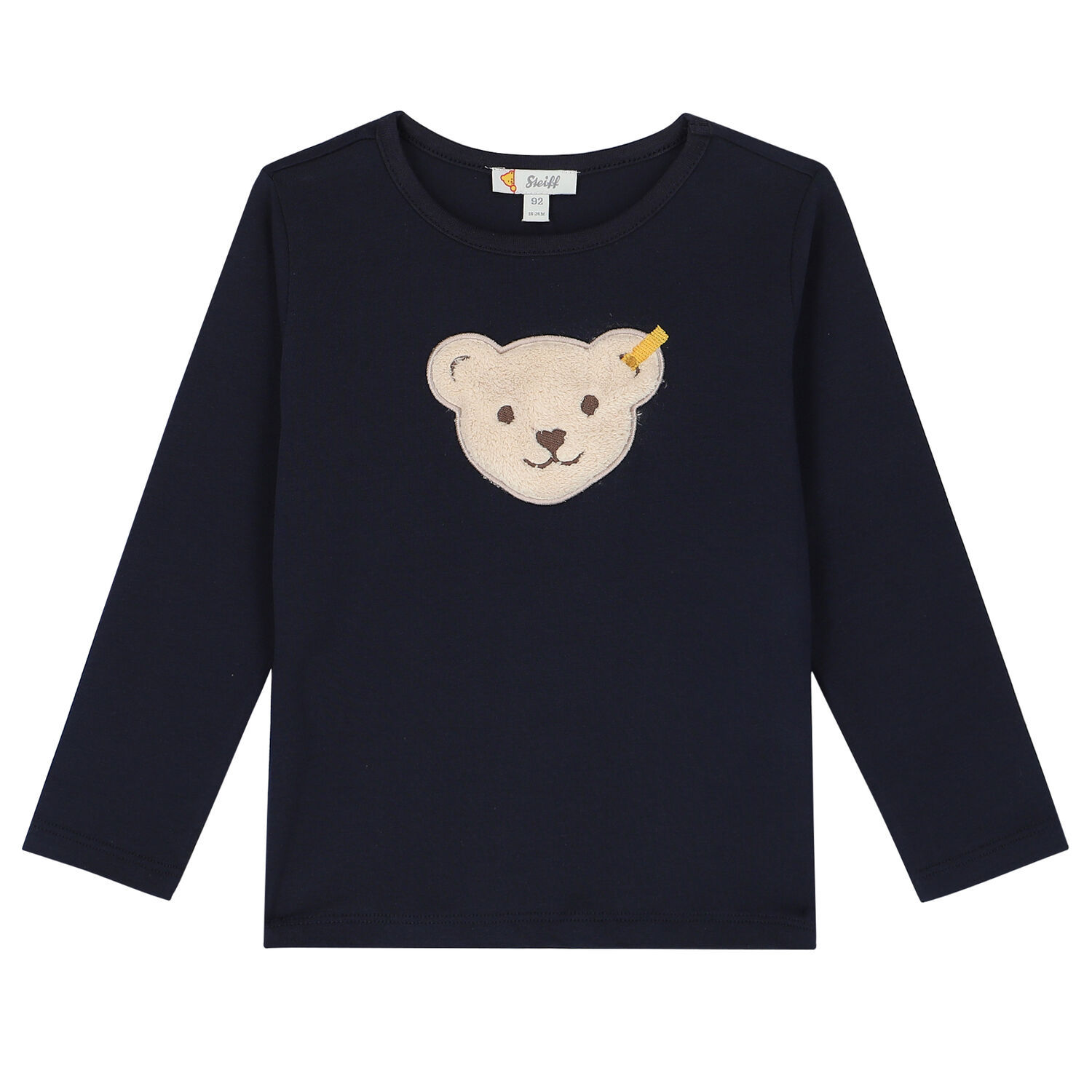 Boys Navy Teddy Long Sleeve Top, 2, hi-res