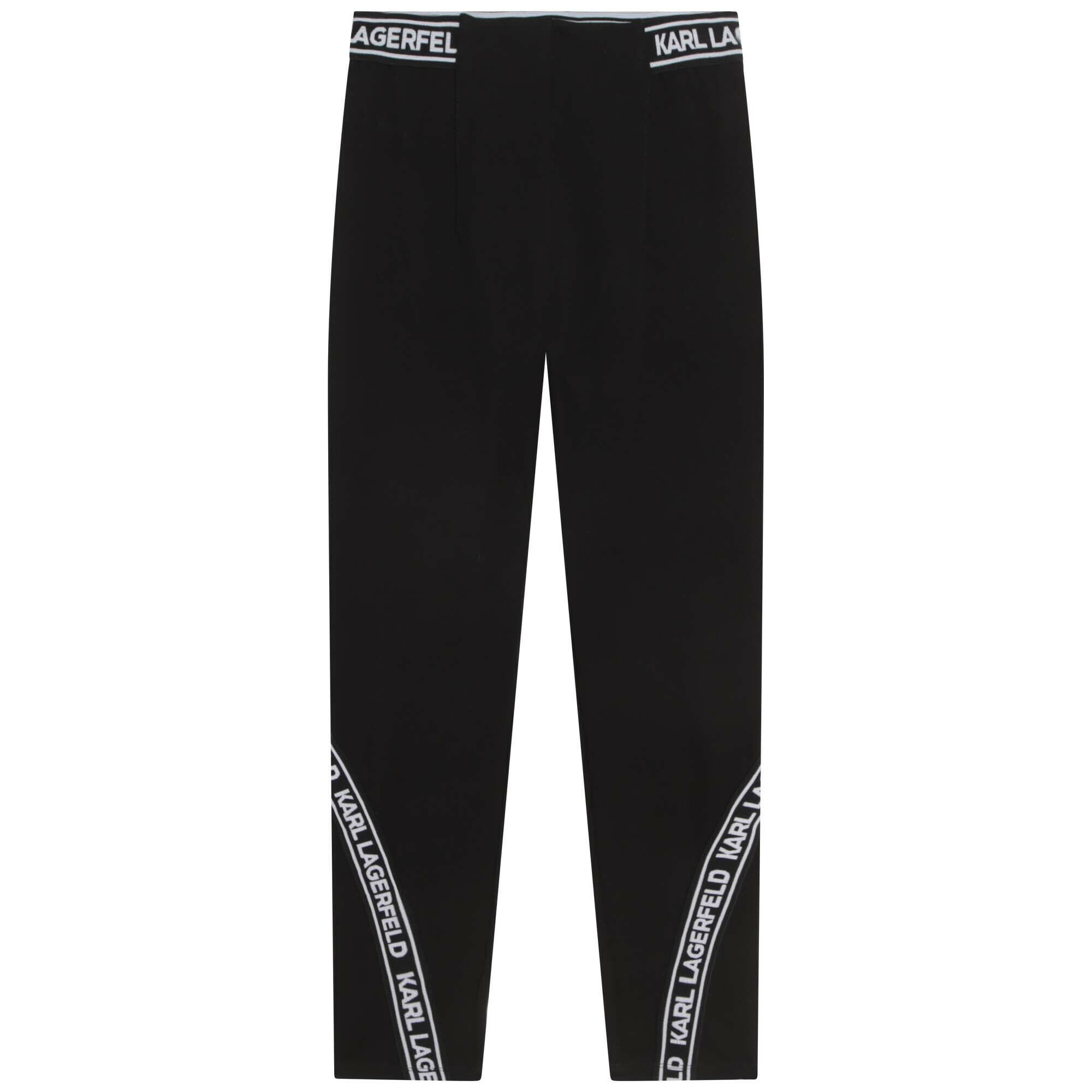 KARL LAGERFELD Girls Black Logo Leggings Junior Couture USA