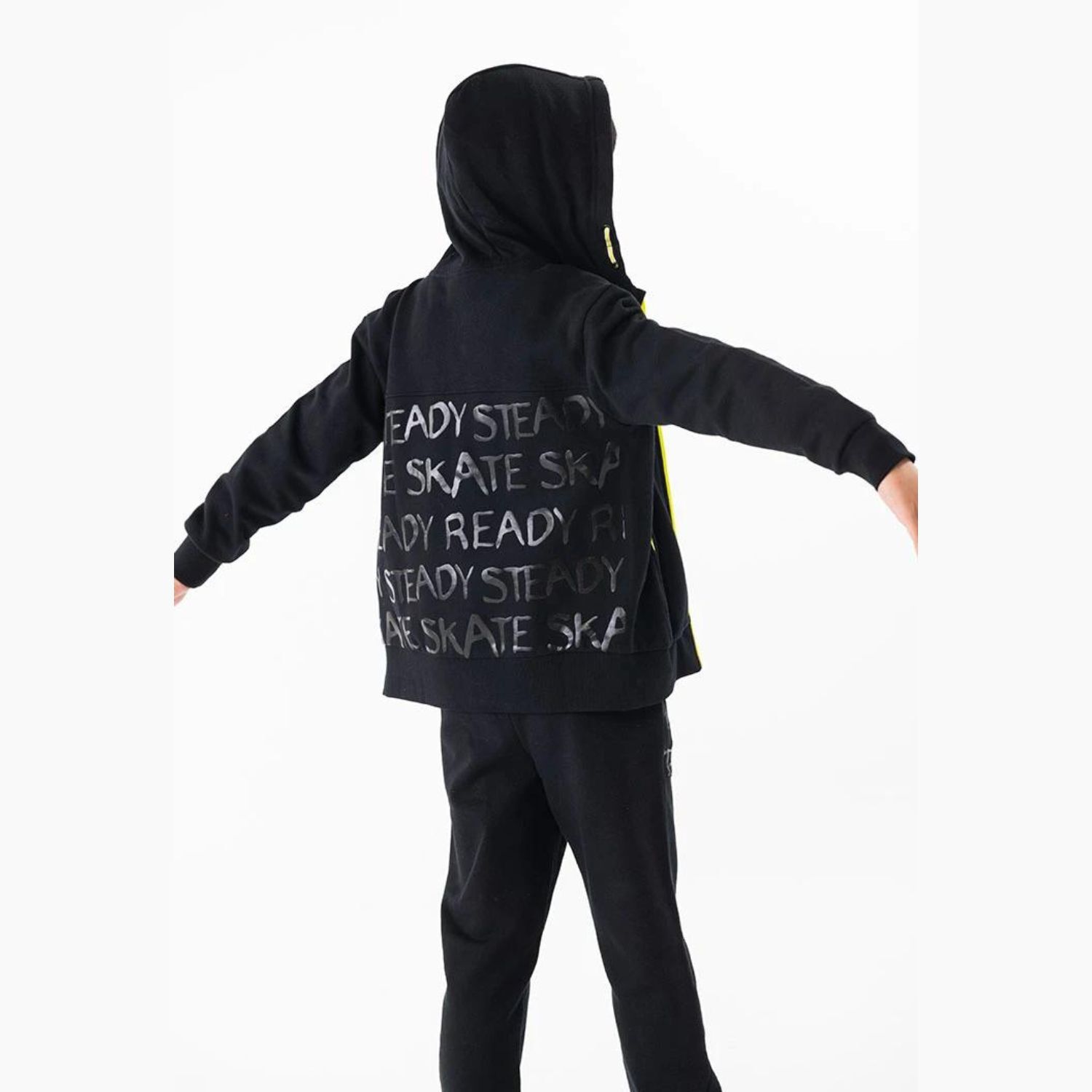 Boys Black Hooded Zip Up Top, 1, hi-res image number null