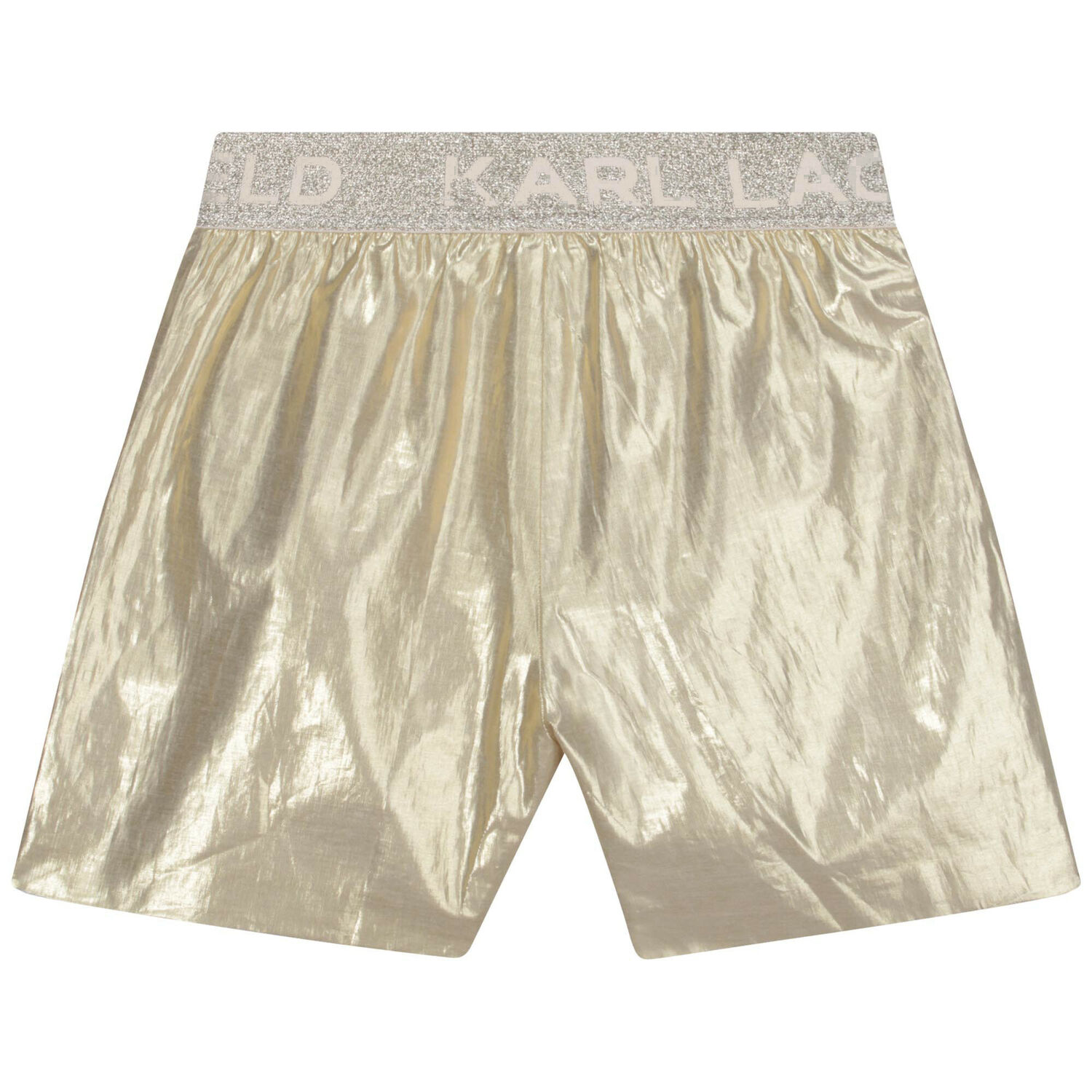 شورت بالشعار باللون الذهبي للبنات, 1, hi-res