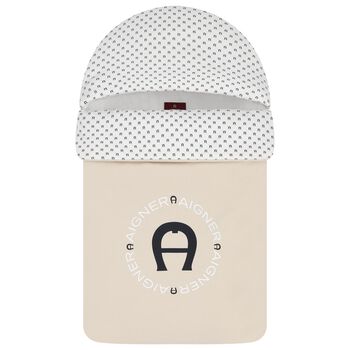 Beige & White Logo Baby Nest