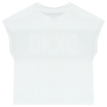 Girls White & Black Logo T-Shirt