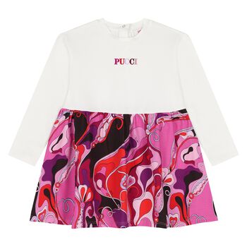 Younger Girls Pink & White Logo Orchidee Dress