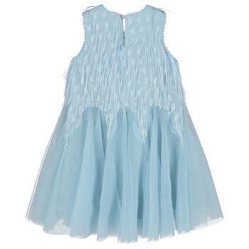 Girls Blue Fringed Dress