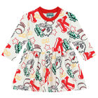 طقم فستان بالشعار باللون العاجي والأحمر , 1, hi-res