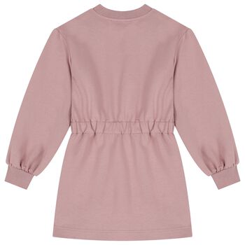 Girls Pink Embellished Logo Dress
