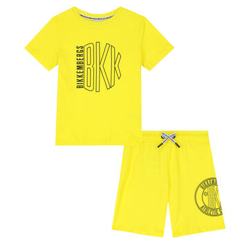 Boys Yellow Logo Shorts Set
