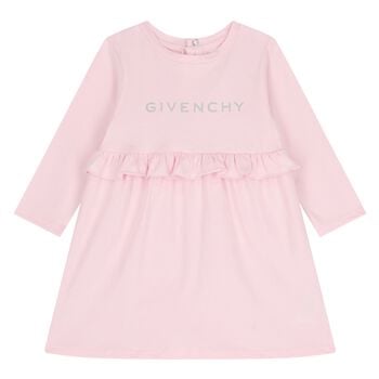 فستان بنات بالشعار باللون الوردى