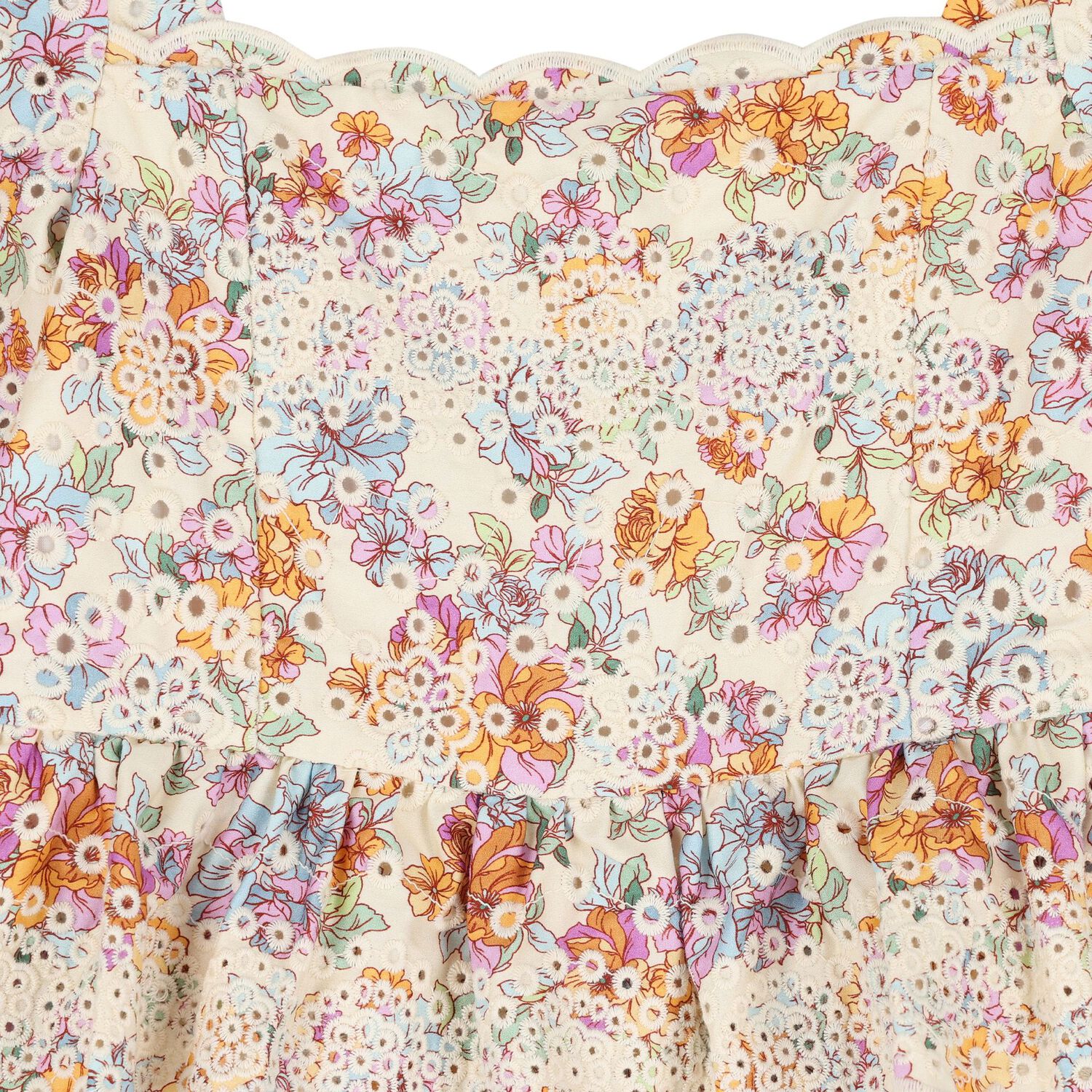 Girls Ivory Floral Embroidered Playsuit, 1, hi-res