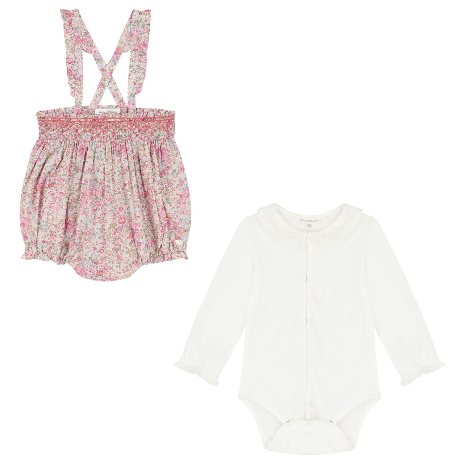 Baby Girls White & Pink Shorts Set, 1, hi-res image number null