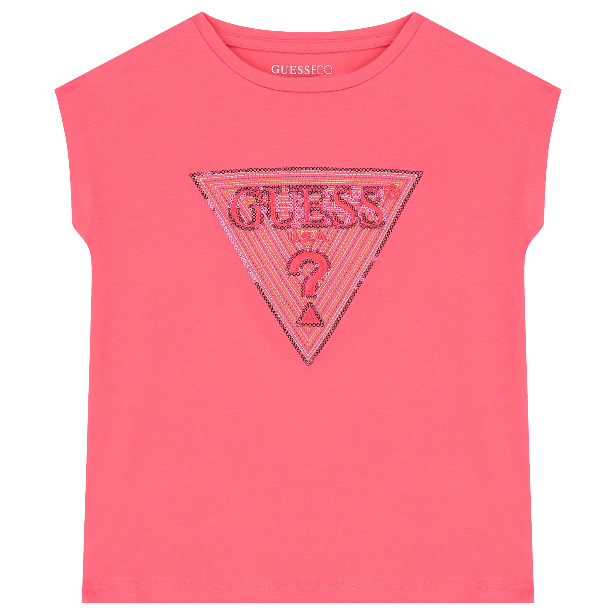 Guess Girls Pink Logo Sequin T Shirt Junior Couture USA