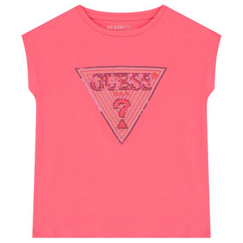 Girls Pink Logo Sequin T-Shirt