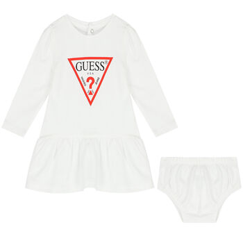 Baby Girls White Logo Dress Set