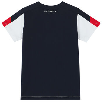 Boys White & Navy Logo T-Shirt