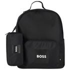 Boys Black Canvas Backpack, 1, hi-res