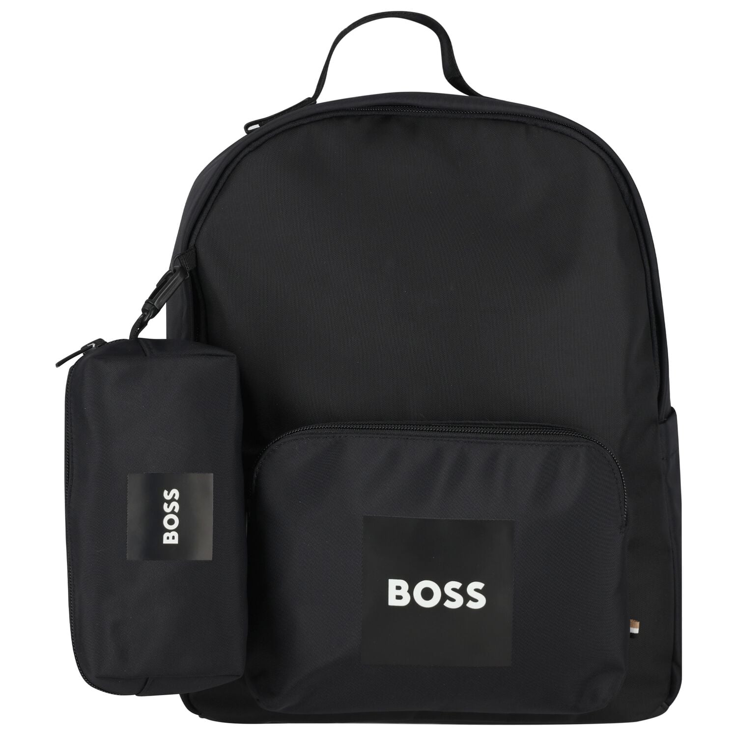 Boys Black Canvas Backpack, 1, hi-res