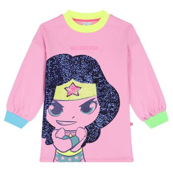 Girls Pink Wonder Woman Sweatshirt Dress