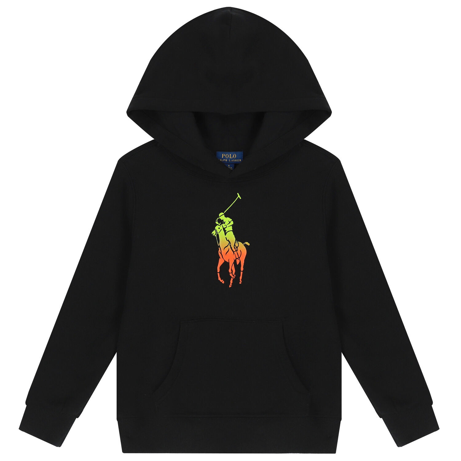 Boys Black Logo Hooded Top, 2, hi-res