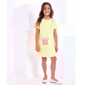 Girls Yellow Logo Bag Dress