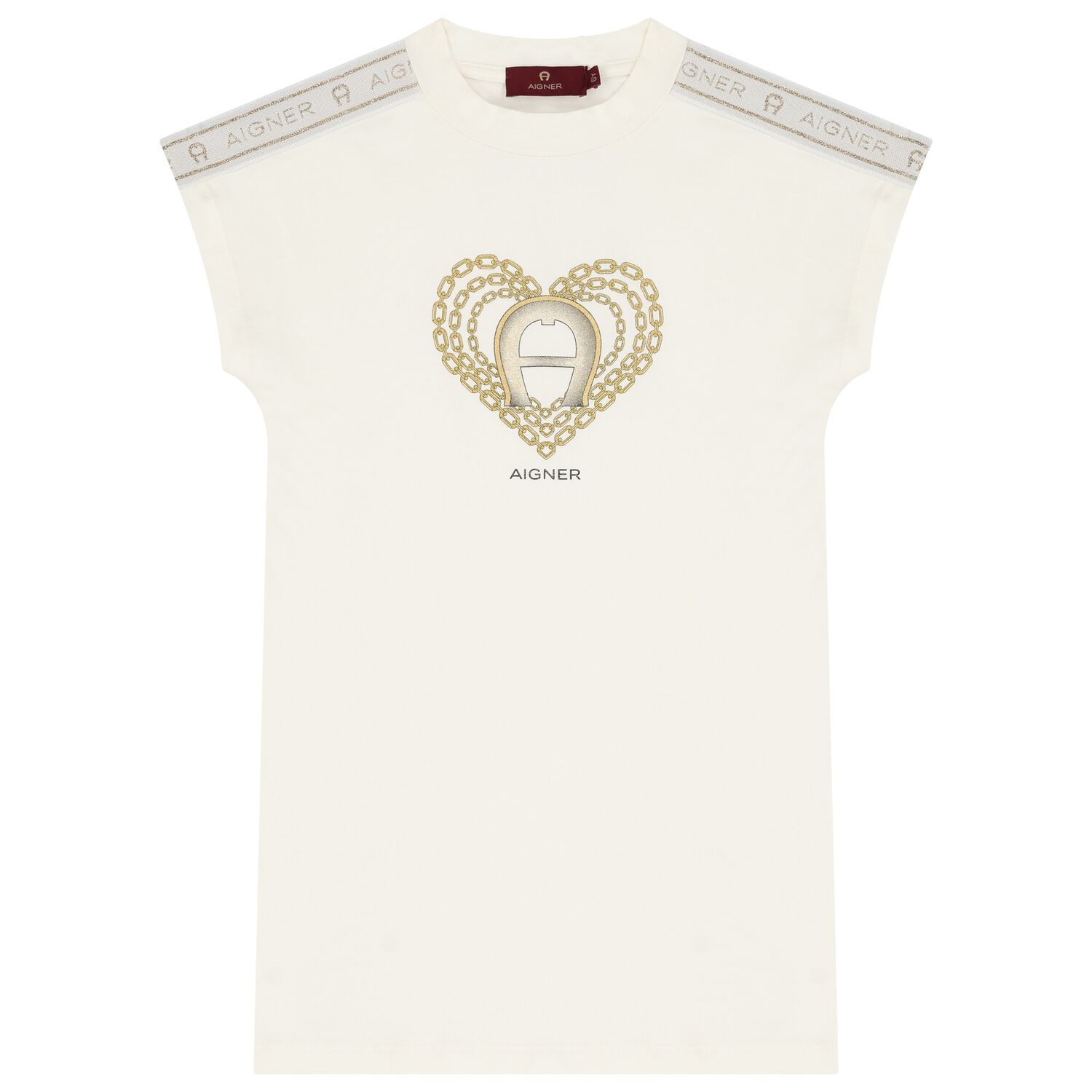 Girls Ivory Logo Heart Dress, 1, hi-res image number null