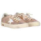 Girls Rose Gold Leather Trainers, 1, hi-res