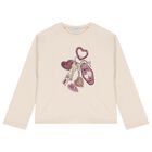 Girls Beige Keychain Long Sleeve Top Set, 3, hi-res