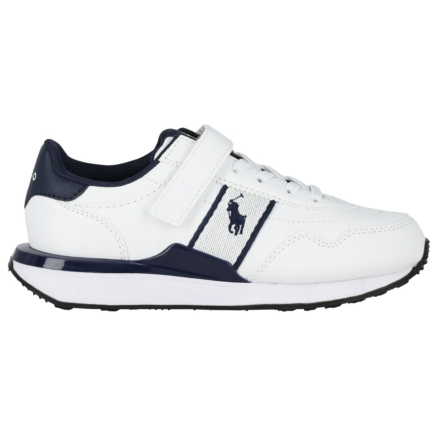 Boys White & Navy Blue Logo Trainers, 1, hi-res image number null
