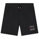 Boys Black Logo Shorts, 1, hi-res