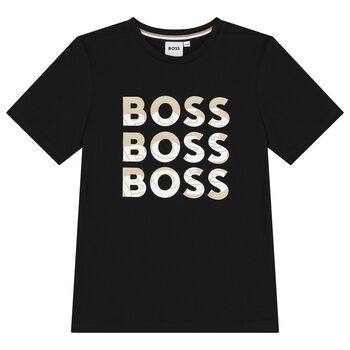 BOSS Boys Black Logo T-Shirt, 1 Boys Black Logo T-Shirt