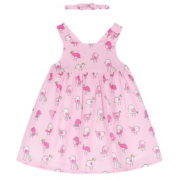 Baby Girls Pink Birds Dress Set