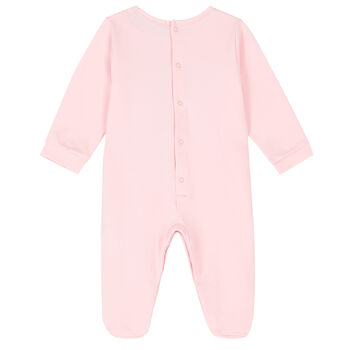 Baby Girls Pink Teddy Logo Babygrow
