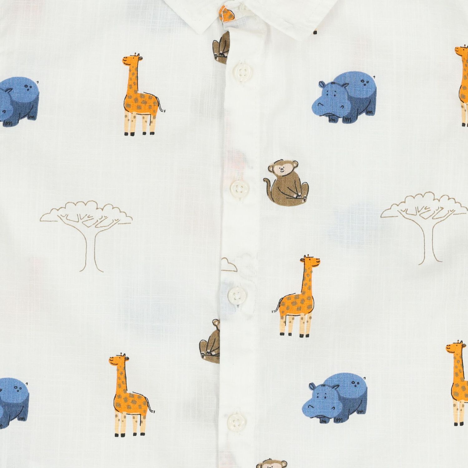 Younger Boys White Animals Shirt, 1, hi-res