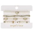 Girls White & Gold Beaded Bracelets (4 Pack), 2, hi-res