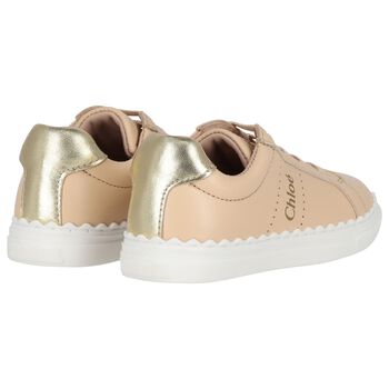 Girls Beige Logo Trainers