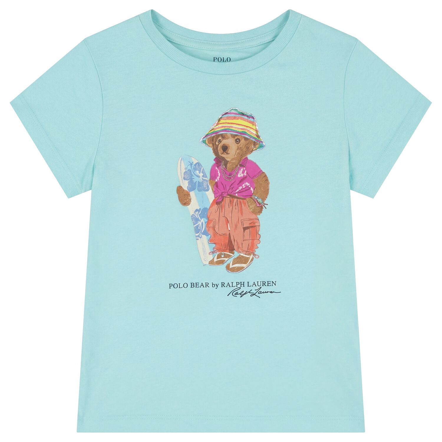 Girls Turquoise Blue Polo Bear T-Shirt, 1, hi-res