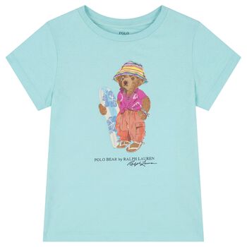 Girls Turquoise Blue Polo Bear T-Shirt