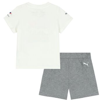 Boys White & Grey Logo Shorts Set