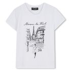 Girls White Paris Street T-Shirt , 1, hi-res